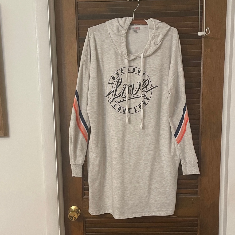 Inspired Hearts Light Gray Love Hoodie Dress